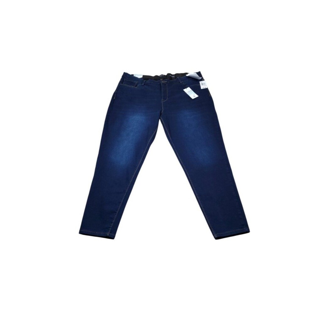 Curve Appeal High Rise Concealed Comfort Waist Skinny Jeans Plus Size 22W Blue